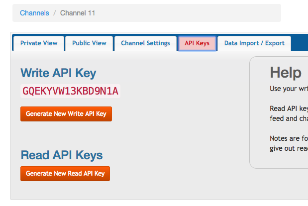 ThingSpeak Channel Api Settings